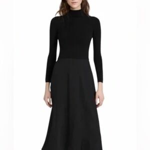 NWOT Vince Wool/Cashmere Mock-Neck Open Back Midi Dress Navy Blue Size 6